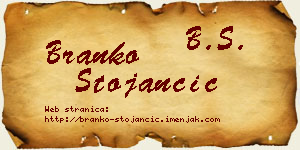 Branko Stojančić vizit kartica